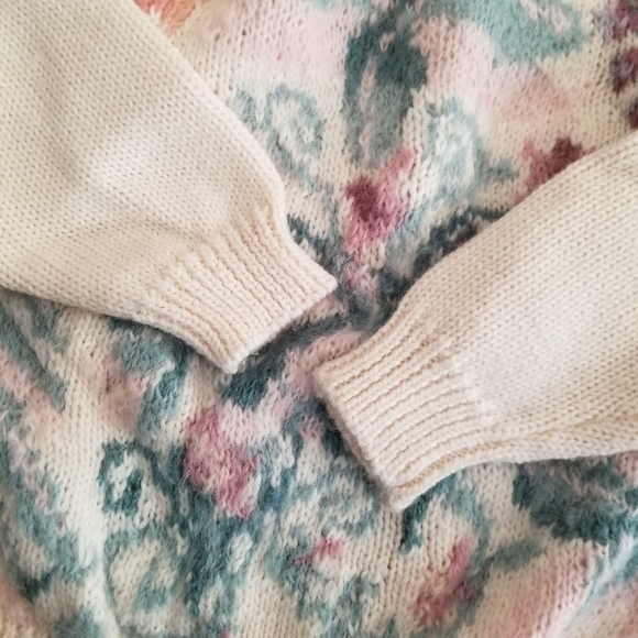 Michelle Stuart Vintage 90s Cottagecore Mohair Wool Knit Pullover Sweater M - Picture 5 of 9